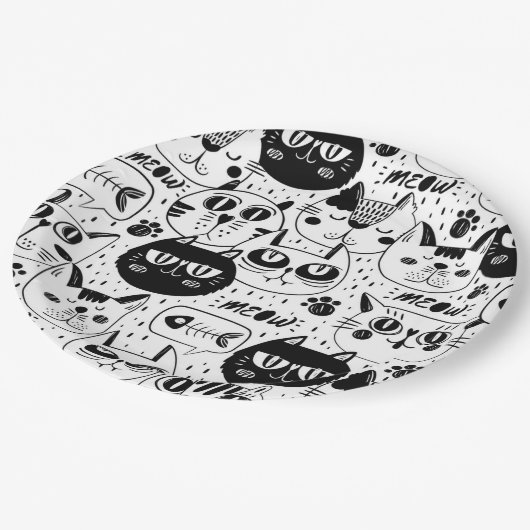 Cat Pattern Pappteller (Schrägansicht)