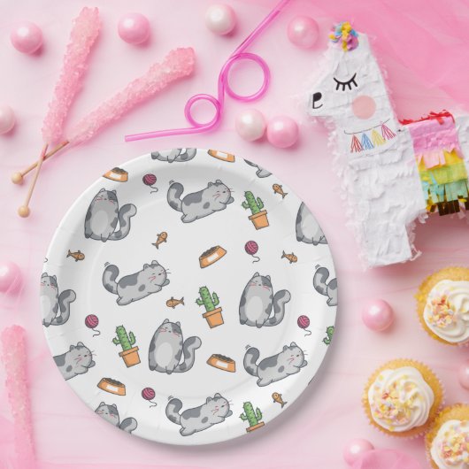 Cat Pattern Pappteller (Party)