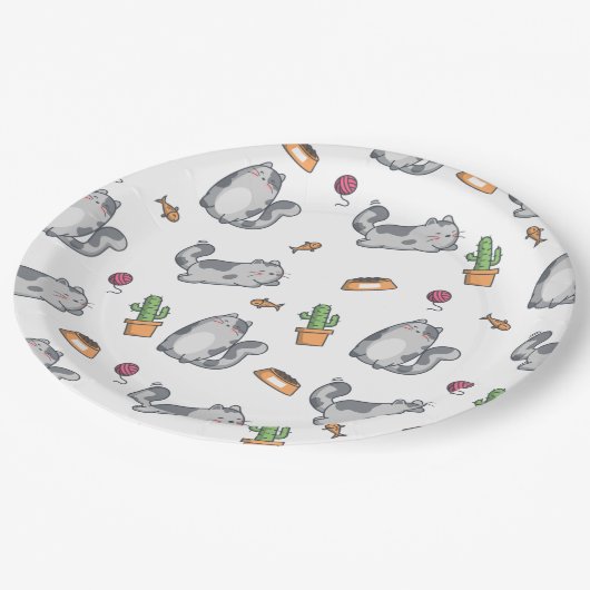 Cat Pattern Pappteller (Schrägansicht)