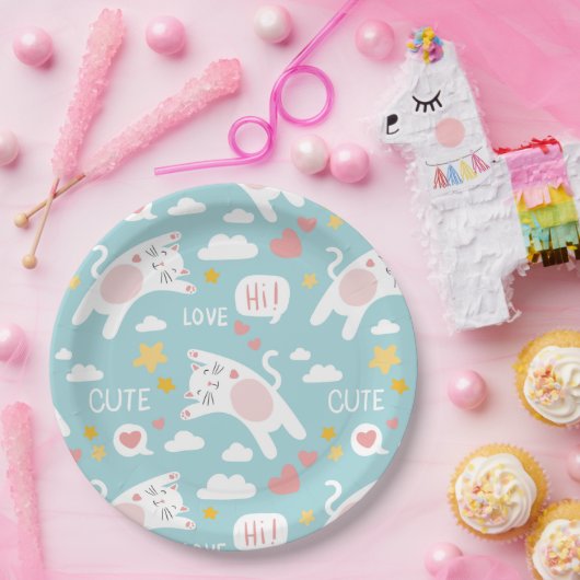 Cat Pattern Pappteller (Party)