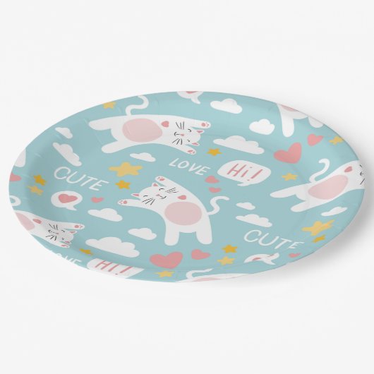 Cat Pattern Pappteller (Schrägansicht)