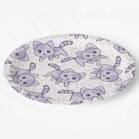 Cat Pattern Pappteller (Schrägansicht)