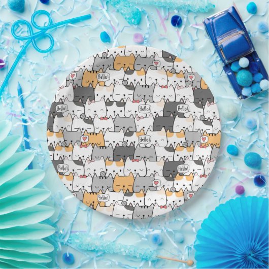 Cat Pattern Pappteller (Party)