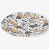 Cat Pattern Pappteller (Schrägansicht)