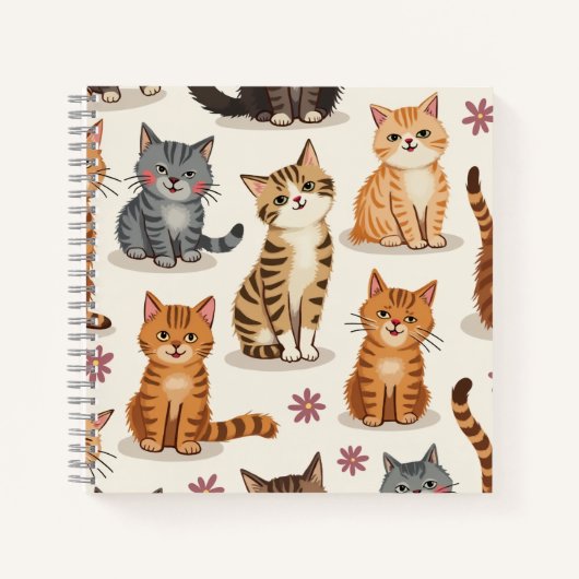 Cat Pattern Square Notepad Notizblock (Vorderseite)