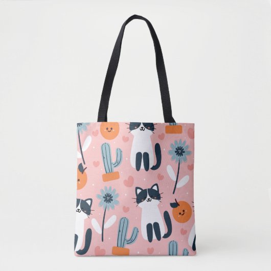 Cat Pattern Tote Bag Tasche (Vorderseite)