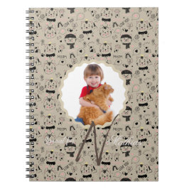 Cat Patterns Monogramm Personalisiert Ihr Kids-Fot Notizblock