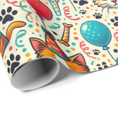 Cat Paw druckt Birthday Wrapping Paper Geschenkpapier (Rolleneckpunkt)