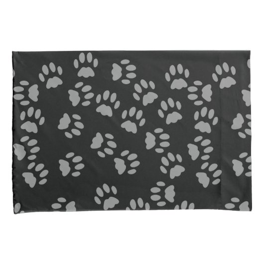 Cat Paw druckt Pattern Schwarz und Grau Kissen Geh Kissenbezug (Vorderseite-Rechts)