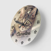 Cat Paw druckt Rahmen Foto Personalisiert Runde Wanduhr (Winkel)