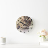 Cat Paw druckt Rahmen Foto Personalisiert Runde Wanduhr (Zuhause)