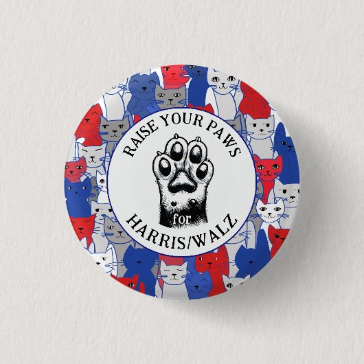 Cat Paw für Harris/Walz Design Button (Vorderseite)