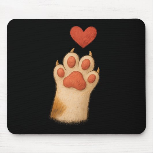 Cat-paw Heart - Cute Draw Pet And Love Gesture Mousepad (Vorne)