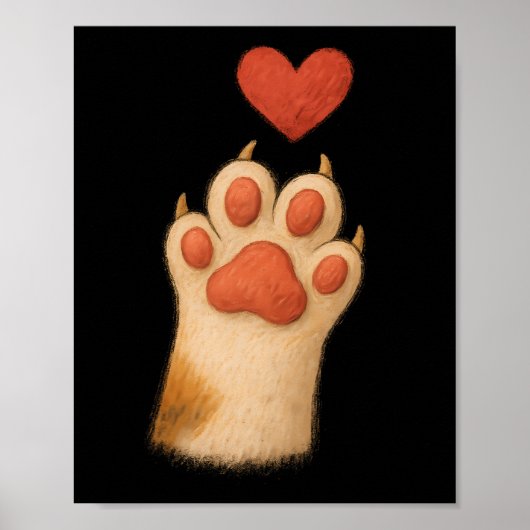 Cat-paw Heart - Cute Draw Pet And Love Gesture Poster (Vorne)