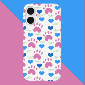 Cat Paw Hearts Meow Blue Pink Green Case-Mate iPhone Hülle