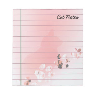 Cat Paw personalisieren rosa Prints für Katzen-Lie Notizblock