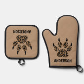 Cat Paw Personalisiert Oven Mitt & Pot Holder Set (Vorderseite)