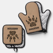 Cat Paw Personalisiert Oven Mitt & Pot Holder Set (Vorderseite/Rückseite)