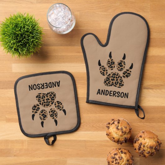 Cat Paw Personalisiert Oven Mitt & Pot Holder Set (Oben Unten)