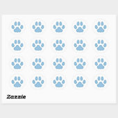 Cat Paw Print Animal Themed (blau) Runder Aufkleber (Blatt)