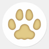 Cat Paw Print Animal Themed (Tan) Runder Aufkleber (Vorderseite)