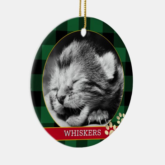 Cat Paw Print, Buffalo Kariert, Baby Kitten Foto Keramik Ornament (Rechts)