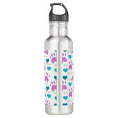 Cat Paw Print Heart Meow Muster Edelstahlflasche (Rückseite)