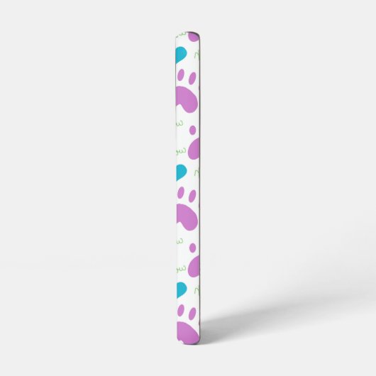 Cat Paw Print Heart Meow Muster Rosa Blau Grün Samsung Galaxy Hülle (Linke Seite)