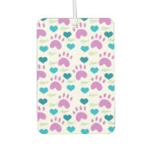 Cat Paw Print Heart Meow Pink Blue Green Muster Autolufterfrischer (Vorderseite)