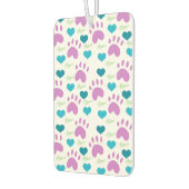 Cat Paw Print Heart Meow Pink Blue Green Muster Autolufterfrischer (Links)