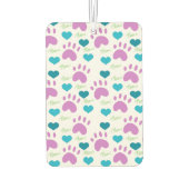 Cat Paw Print Heart Meow Pink Blue Green Muster Autolufterfrischer (Rückseite)