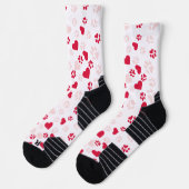 Cat Paw Print & Heart Shape Muster Socken (Links)