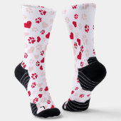 Cat Paw Print & Heart Shape Muster Socken (Gewinkelt)