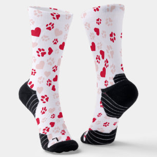 Cat Paw Print & Heart Shape Muster Socken