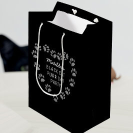 Cat Paw Print Heft Pet Birthday Black Geschenktasc Mittlere Geschenktüte