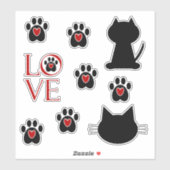 Cat Paw Print Liebe Aufkleber (Blatt)