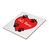 Cat Paw Print Liebe mit Individuelle Name Fliese (Seite)