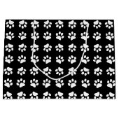 Cat Paw Print Pattern Black and White Birthday Große Geschenktüte (Vorderseite)