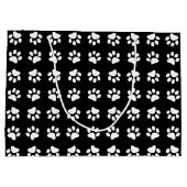 Cat Paw Print Pattern Black and White Birthday Große Geschenktüte (Rückseite)