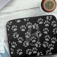 Cat Paw Print Pattern Mit Monogramm Schwarz und Gr