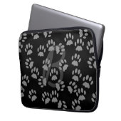 Cat Paw Print Pattern Mit Monogramm Schwarz und Gr Laptopschutzhülle (Vorderseite Links)