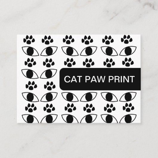 Cat Paw Print Pet Care Services Schwarz und Weiß Visitenkarte (Vorderseite)