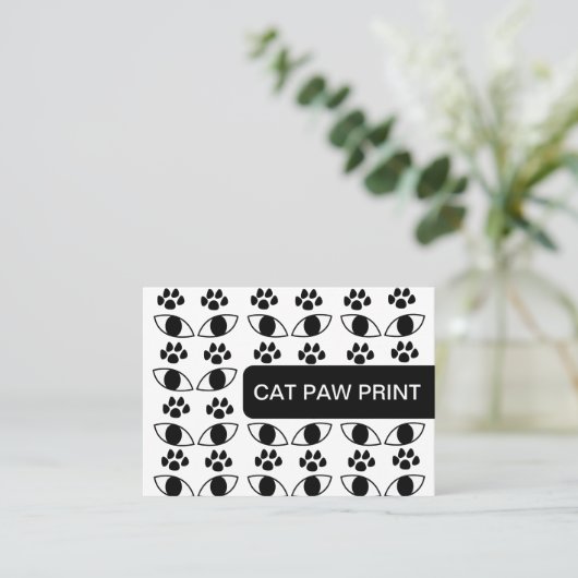 Cat Paw Print Pet Care Services Schwarz und Weiß Visitenkarte (Stehend Vorderseite)