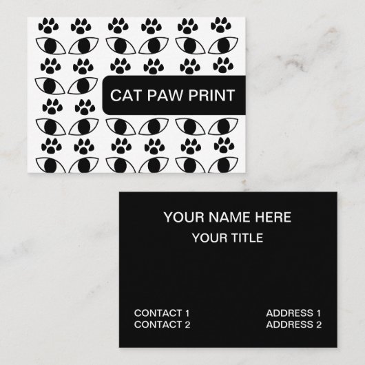 Cat Paw Print Pet Care Services Schwarz und Weiß Visitenkarte (Vorne/Hinten)