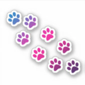 Cat Paw Print Pink Blue Lila Aufkleber (Vorderseite)