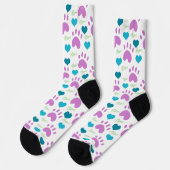 Cat Paw Print Pink Hearts Meow Socken (Linkes Detail)