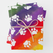 Cat Paw Print Rainbow Wasserfarbe Geschenkpapier Set (Beispiel)