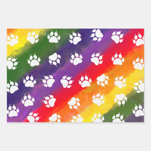 Cat Paw Print Rainbow Wasserfarbe Geschenkpapier Set (Vorderseite)
