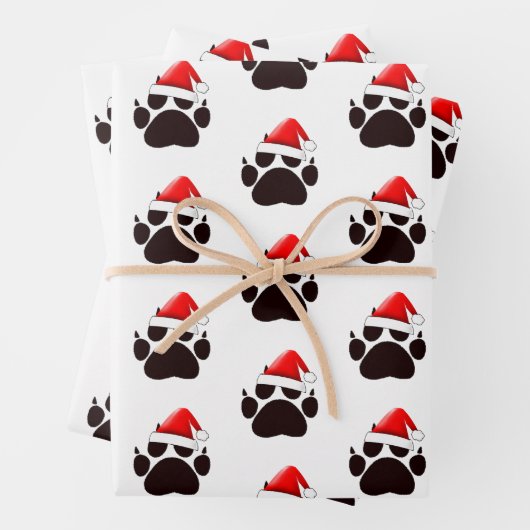 Cat Paw Print Weihnachtsmannmütze Weihnachten Geschenkpapier Set (Beispiel)