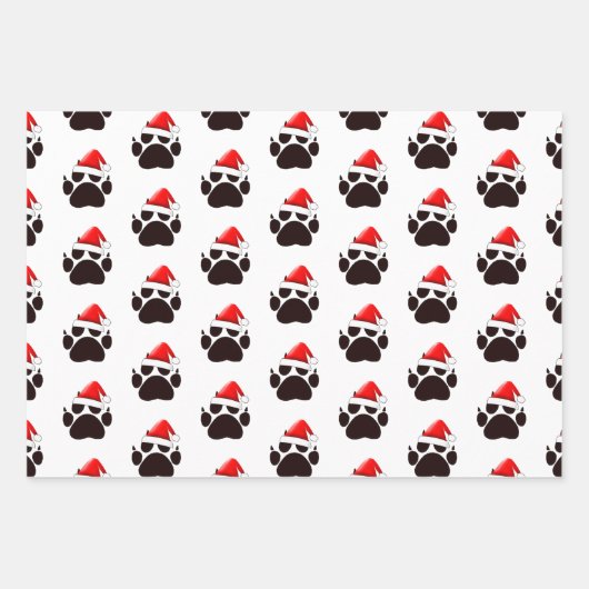 Cat Paw Print Weihnachtsmannmütze Weihnachten Geschenkpapier Set (Vorderseite)